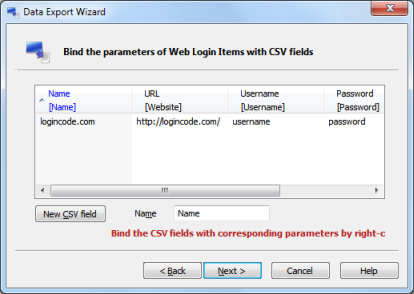 CSV field mapping